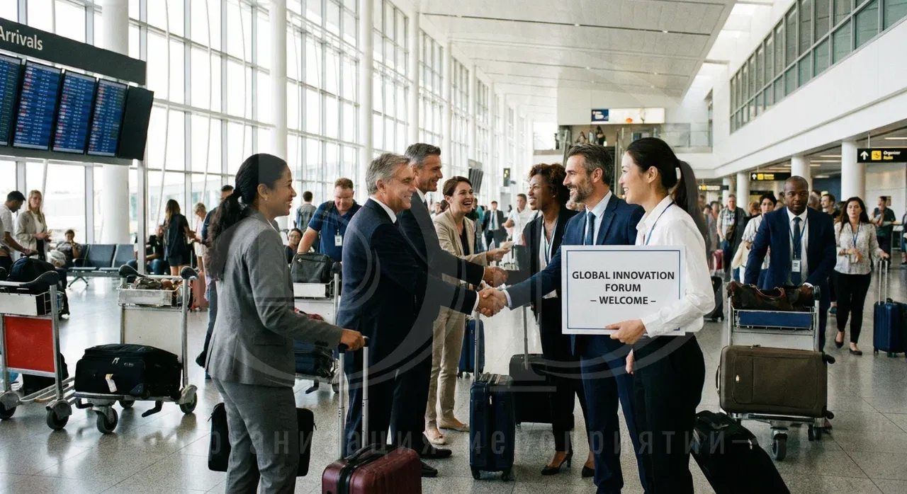 Трансфер, встреча и сопровождение участников международного делового мероприятия Логистика при организации международных мероприятий
