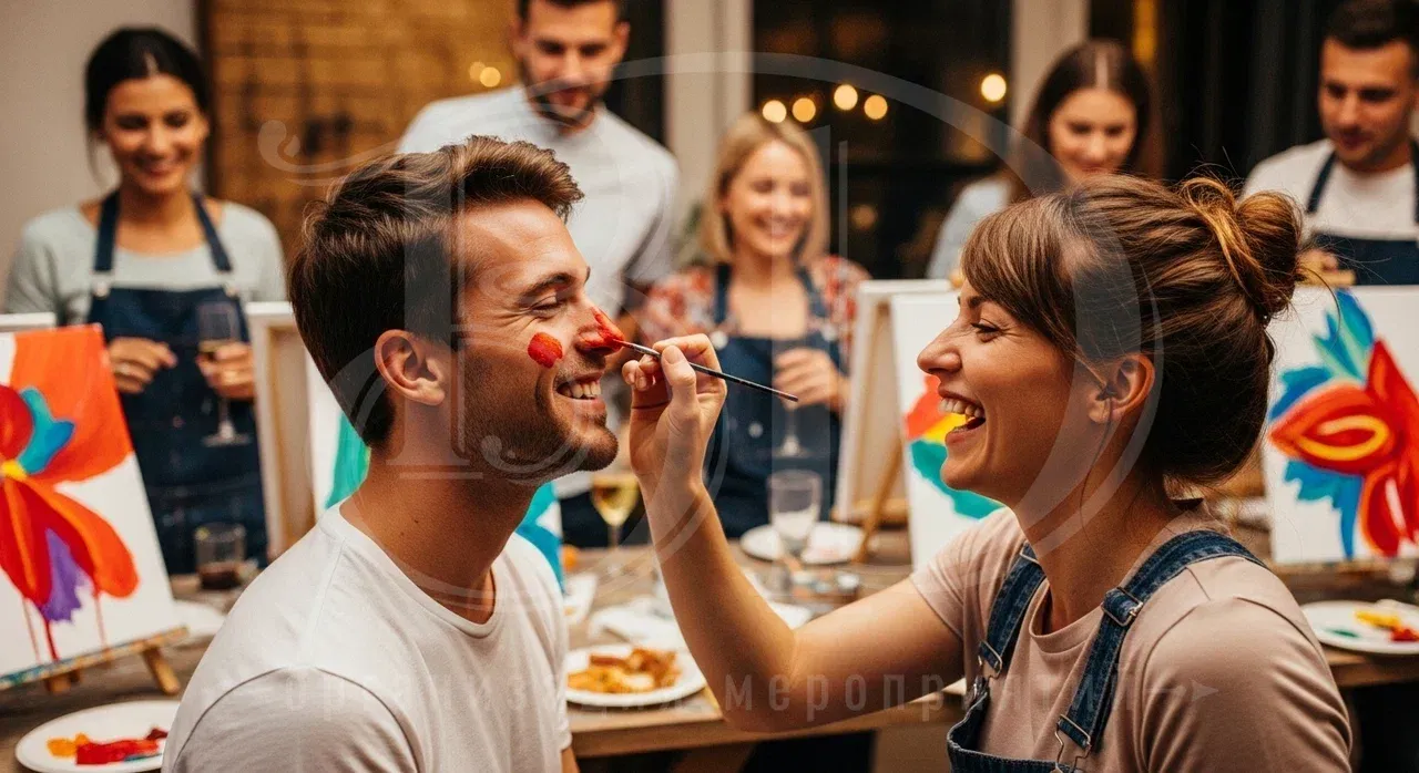 Гости арт-вечеринки в отличном настроении