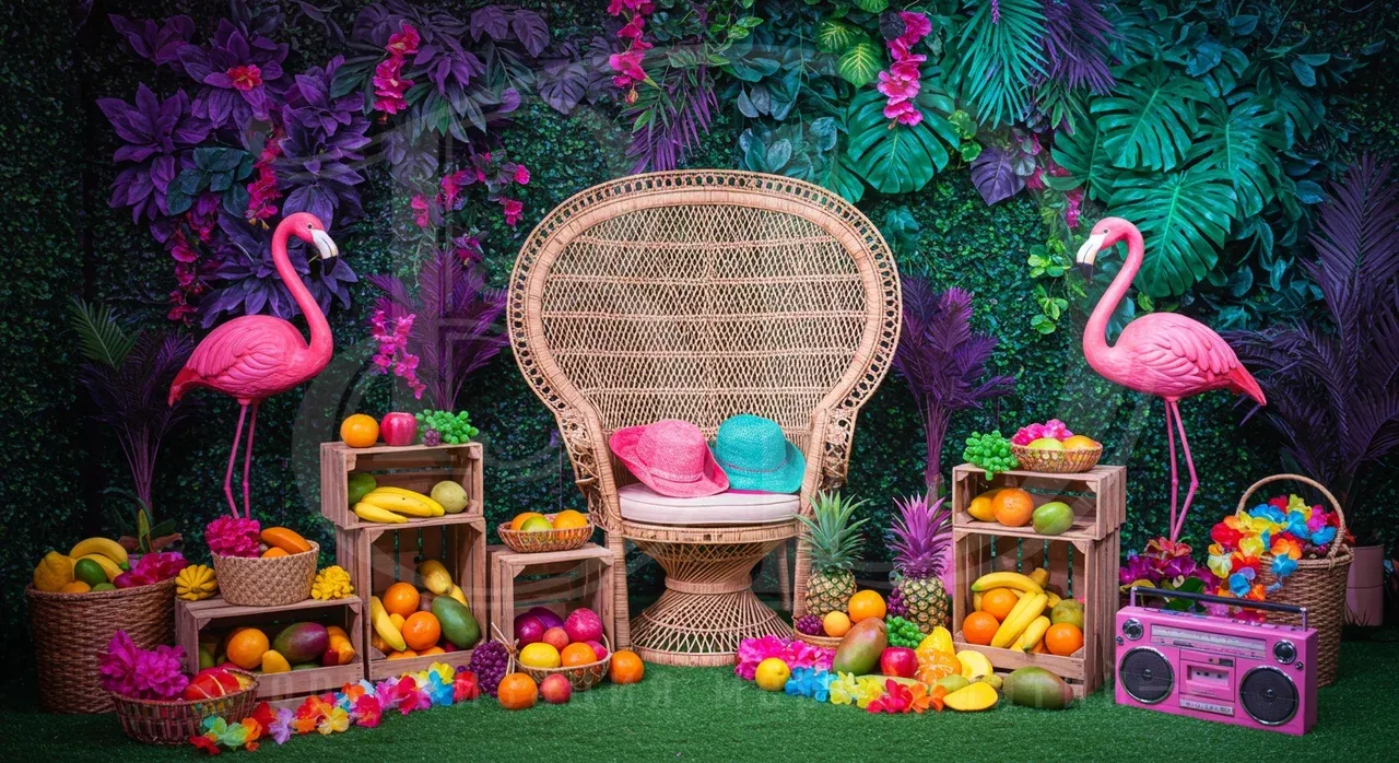 Декорирование гавайской вечеринки под ключ. Звоните 8 (800) 700-39-32. Фотозона на гавайской вечеринке