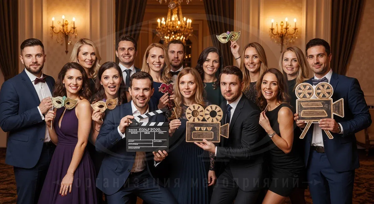 Вечеринка в стиле Голливуд Вечеринка в стиле Голливуд: общее фото гостей мероприятия