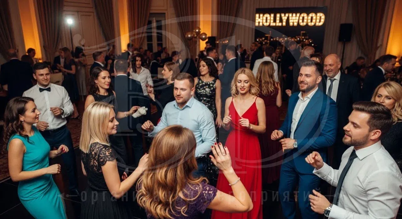 Вечеринка в стиле Голливуд: гости на танцполе