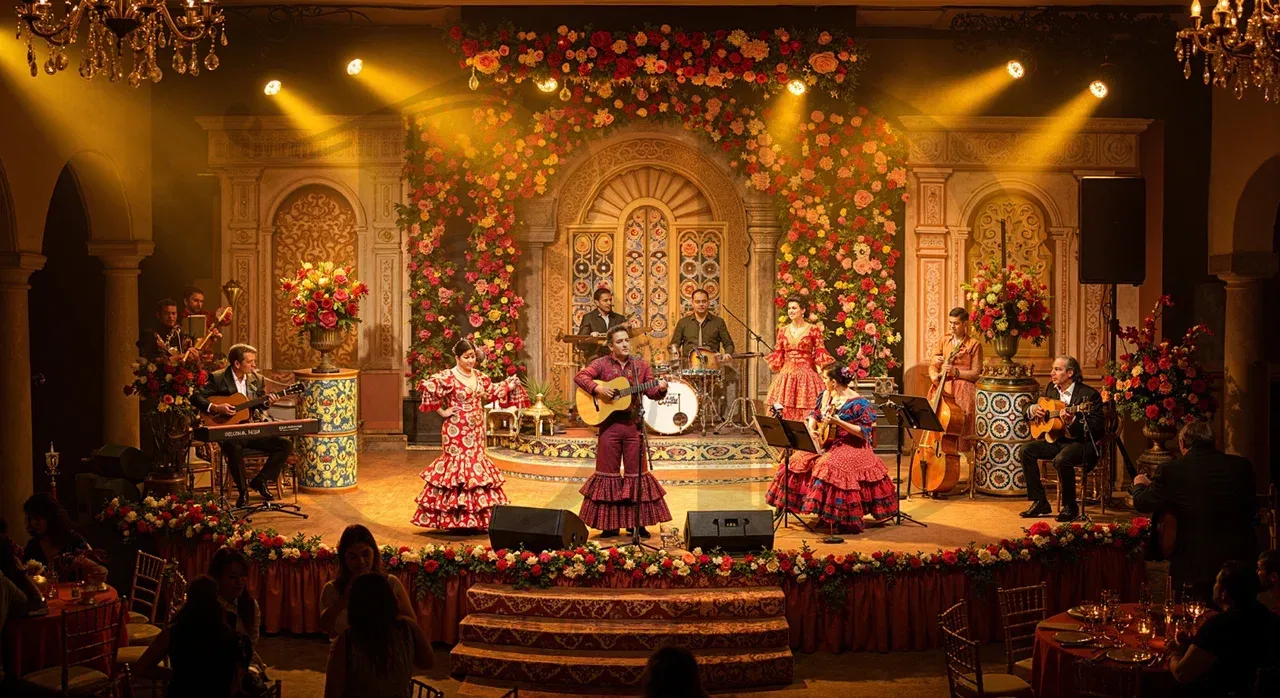 Испанская вечеринка: выступления артистов Выступление артистов на вечеринке в испанском стиле