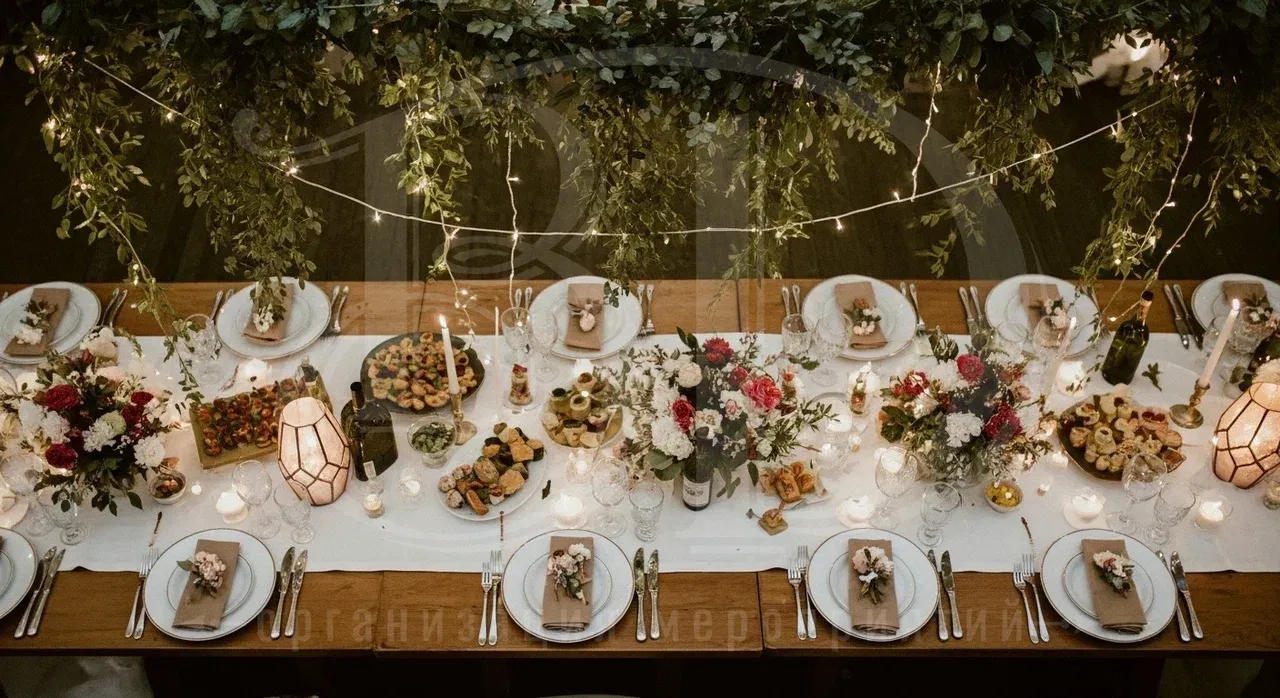 Сервировка столов на кулинарной вечеринке