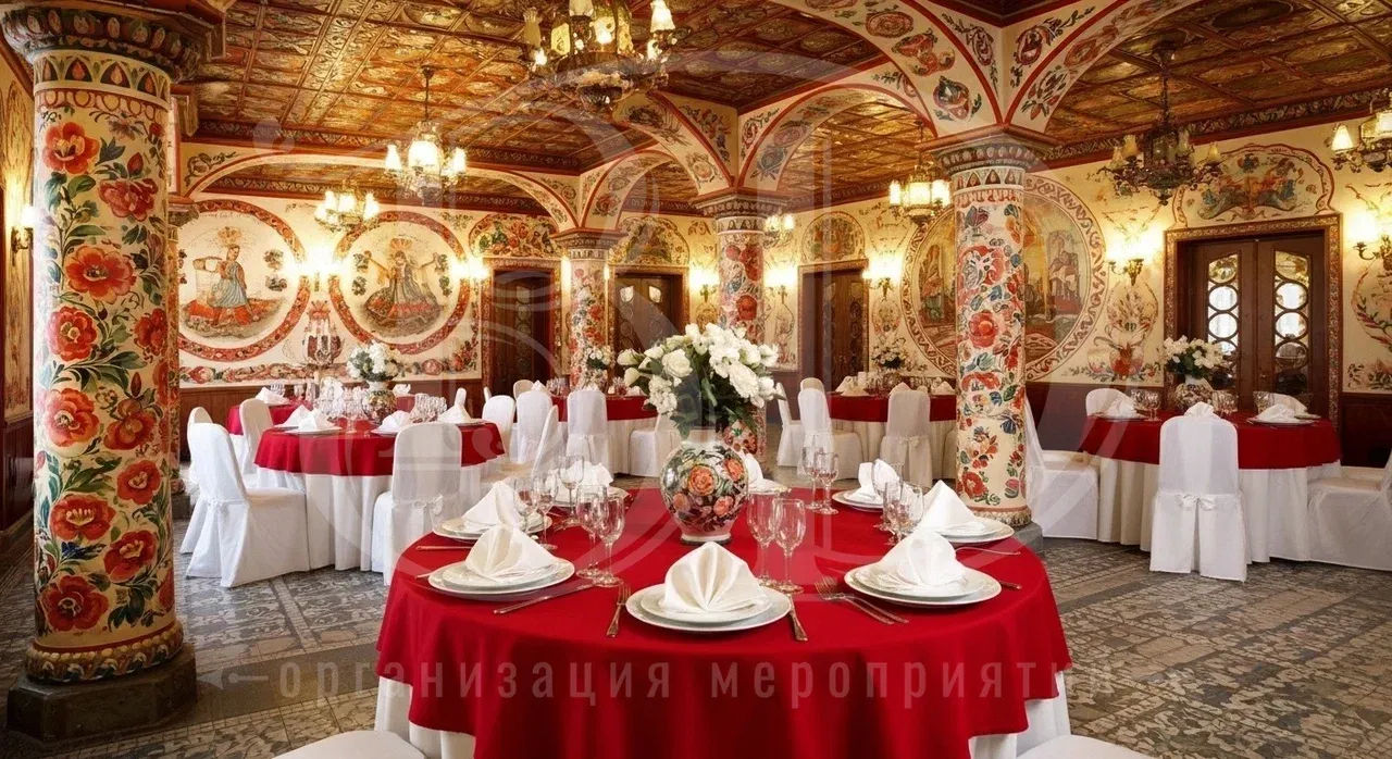 Роскошь в декорировании пространства для вечеринки в русском народном стиле