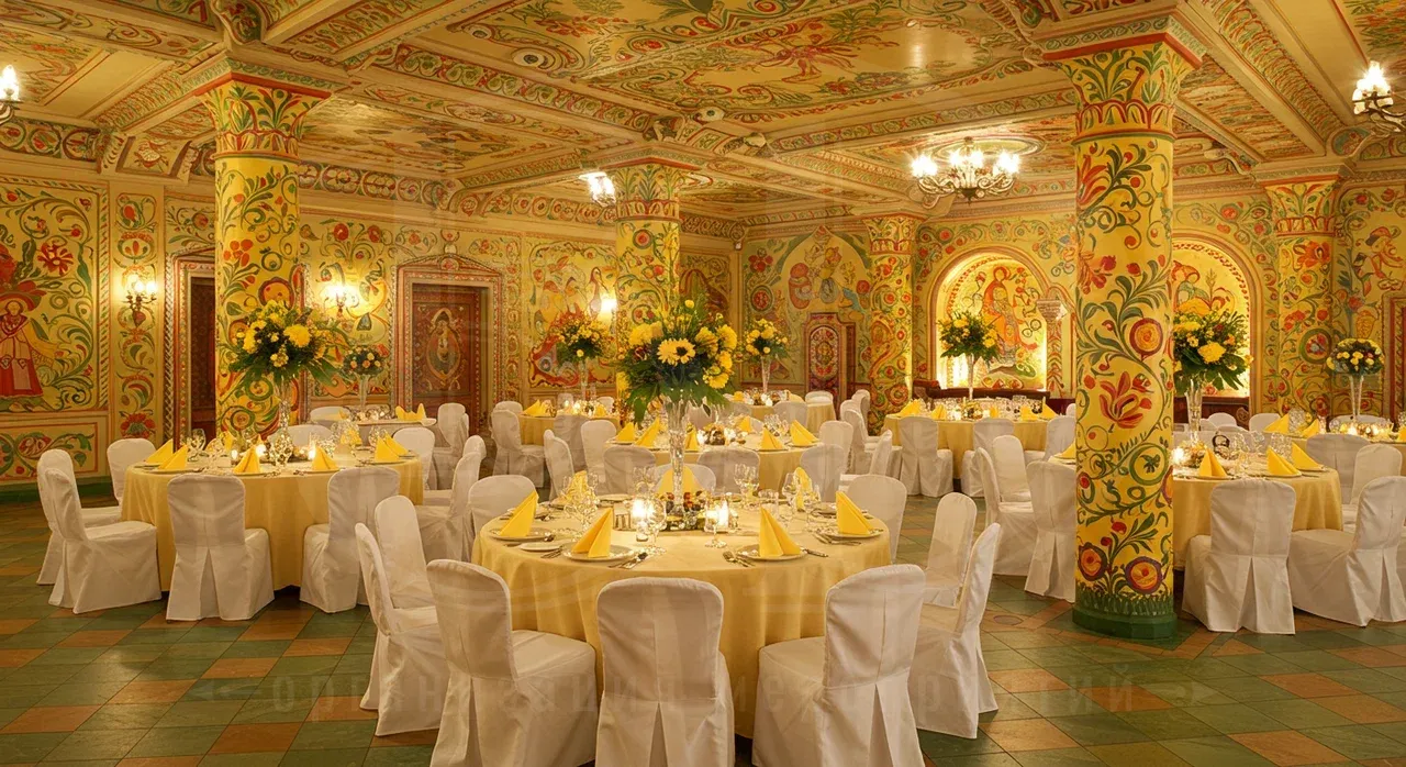 Декорирование пространства на вечеринке в стиле русских сказок