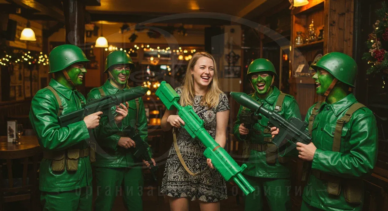 Отличное настроение гостей на военной вечеринке