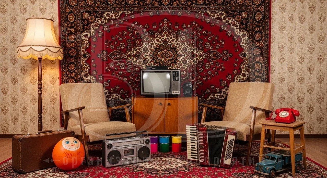 Фотозона на вечеринке в стиле СССР