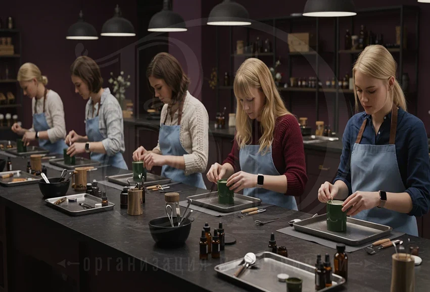 Мастер-класс по созданию свечей: практическая часть мероприятия Участники мастер-класса создают собственные свечи