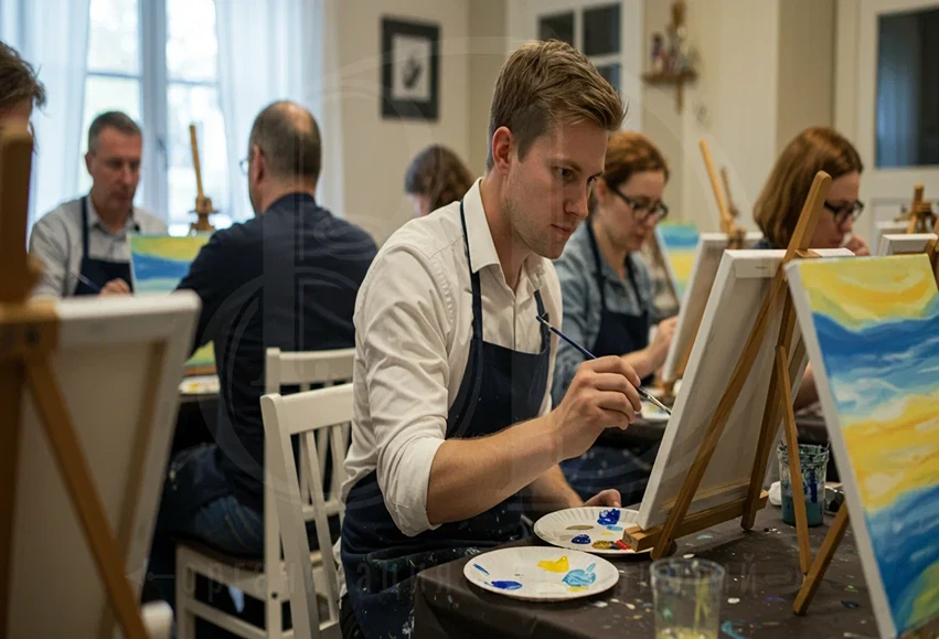 Мастер-класс по живописи от агентства Вдсервис Событий Мастер-класс по живописи для event-мероприятий