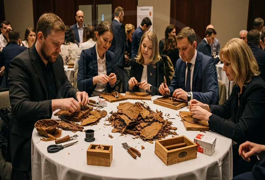 МК по изготовлению кубинских сигар: гости увлечены процессом