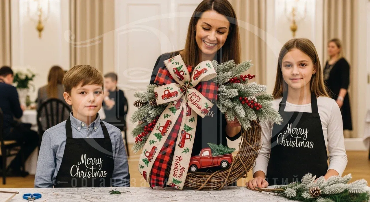 Ваши гости скрутят рождественский венок своими руками на мастер-классе от агентства Вдсервис Событий