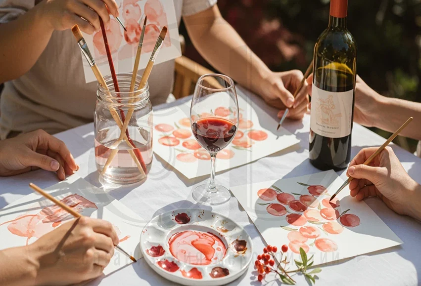 Рисование вином как часть event-мероприятия или самостоятельное событие Мастер-класс по рисованию вином на любом event-мероприятии