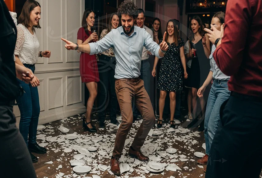 Греческие танцы с битьём тарелок на event-мероприятие Греческие танцы с битьём тарелок на мероприятие