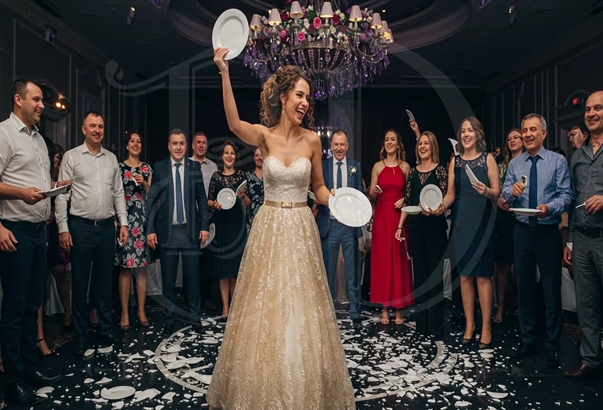 Греческие танцы с битьём тарелок от агентства Вдсервис Событий Греческие танцы с битьём тарелок в качестве сюрприза гостям мероприятия