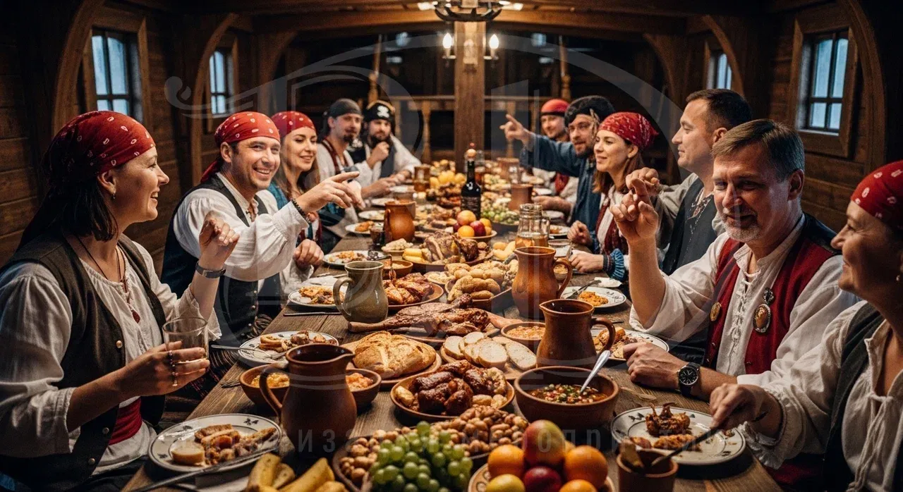 Банкет после активной программы пиратского тимбилдинга